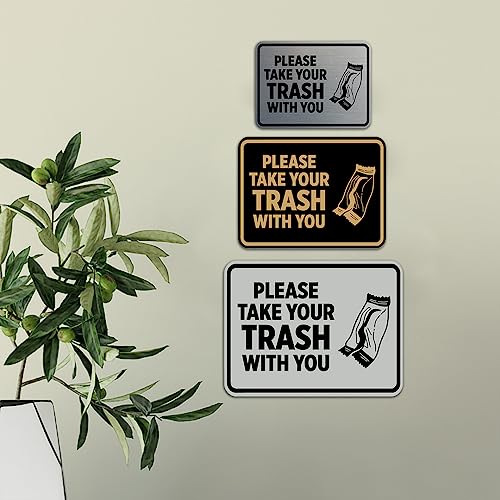 Signs ByLITA Classic Framed Please Take Your Trash With You Sign (Navy Blue/White) - Medium - color: Navy Blue / White, size: Medium (5" x 7")