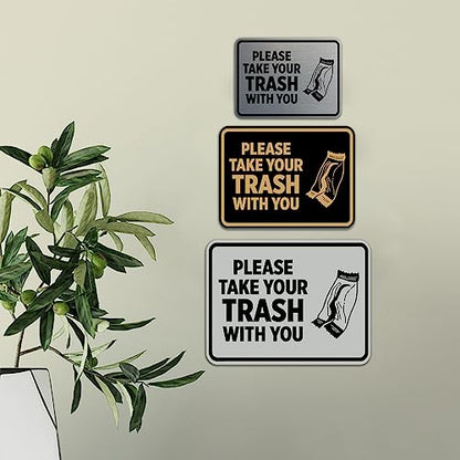Signs ByLITA Classic Framed Please Take Your Trash With You Sign (Navy Blue/White) - Medium - color: Navy Blue / White, size: Medium (5" x 7")