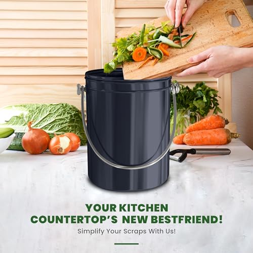 Utopia Kitchen Countertop Compost Bin 1.3 Gallon, Stainless Steel, Purple - color: Dark Purple, size: 1.3 Gallon (Pack of 1)