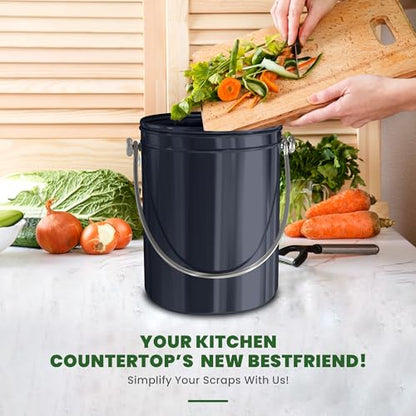 Utopia Kitchen Countertop Compost Bin 1.3 Gallon, Stainless Steel, Purple - color: Dark Purple, size: 1.3 Gallon (Pack of 1)