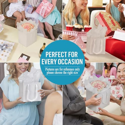 Aosric 12 Pack 8"x8"x8" White Square Gift Bags with Tissue Paper - color: White