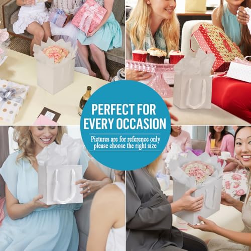 Aosric White Square Gift Bags with Tissue Paper, 4 Pack 6x6x6 Inch - color: White