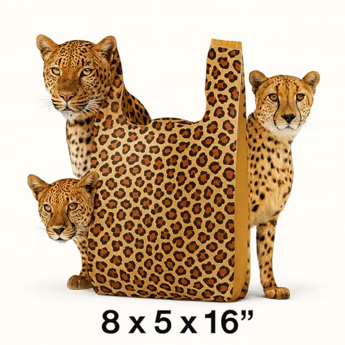 Leopard Print Small T-Shirt Bags, Animal .48 Mil HDPE, 8"x5"x16" - 100 Pack - color: Leopard Print, size: 8x5x16 Inch (Pack of 100)