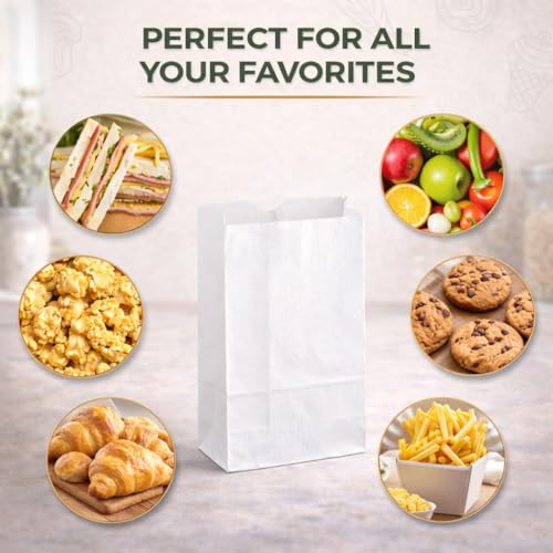 Perfect Stix White Paper Lunch Bags 50 Count White Paper Bags for Lunch and Used for Craft Bags. Larger Than Standard Lunch Bags. 6 Lbs - size: 6lb-White Bag-Pack of 50ct