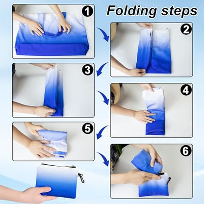 HOLYLUCK Tote Bag with a Detachable Small Bag, Foldable Reusable Grocery Bags 20L Shopping Bag - color: Gradient Blue