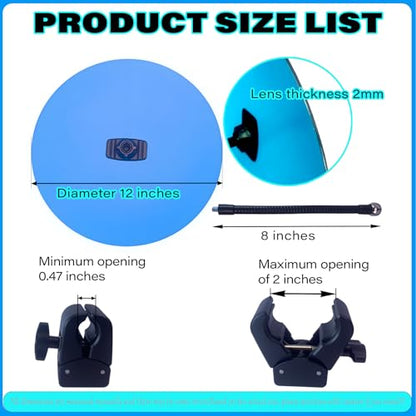 12" HD Frameless Acrylic Convex Mirror, Wide Angle Garage Blind Spot Mirror - size: 12 inch wide-angle lens+clip