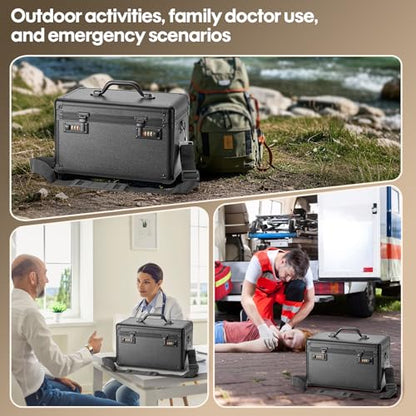 LOCKCURX Lock Box, Combination Storage Case, 13.4 x 8.2 x 7.6 Inch, Black - color: Black, size: Large