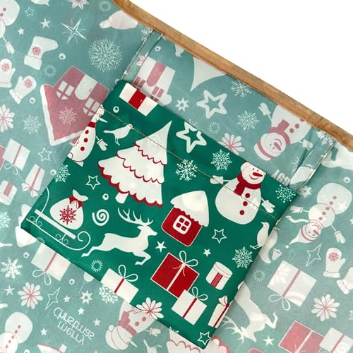 allydrew Medium Foldable Tote Nylon Reusable Grocery Bag (Set of 2) - color: Christmas Green