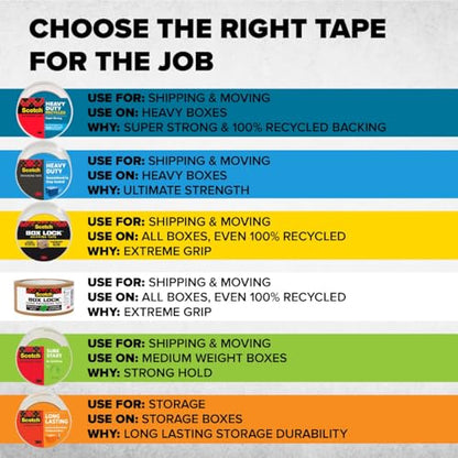 Scotch Heavy Duty Recycled Packing Tape, 1.88 in x 54.6 yd, 6 Rolls