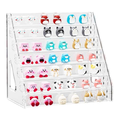 7 Tier Acrylic Display Stand Organiser with Fences, Perfume Stand Organiser, Clear Display Shelf for Home, Office, Retail for Funko Figures Toys Cupcake Food, Cologne, Cosmetics, Storage