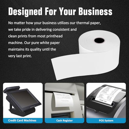 Thermal Paper Rolls 2 5/16 x 400 ft - 12 Rolls BPA Free, Smudge-Proof Cash Register Receipt Paper for Gas Pumps - size: 12 Rolls