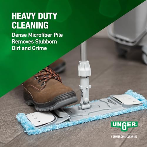Unger Commercial SmartColor MicroMop 15.0, 16" Wet Microfiber Mop Pad, Reusable - Heavy-Duty Floor Cleaning, Blue - MM40B