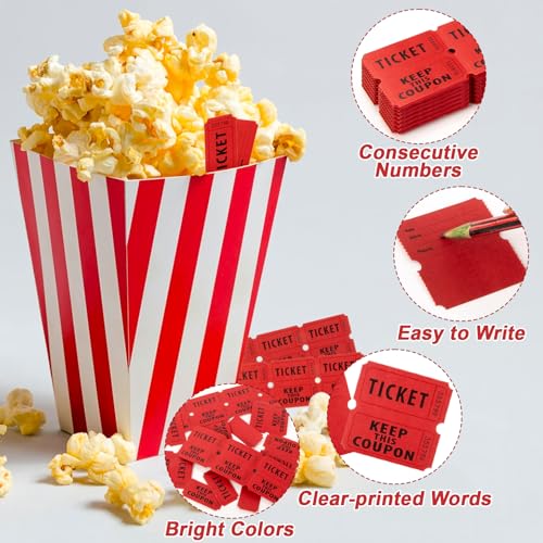 MAQIHAN Red Raffle Tickets Roll - 50/50 Double Raffle Tickets for Event - color: 200pcs Red