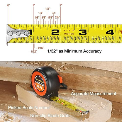 ValueMax Tape Measure, 6 Pack 16FT Measuring Tape Retractable - color: Black