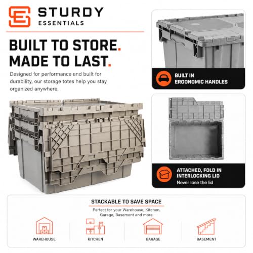 Storage Bins with Lids Heavy Duty Stackable Storage Box - size: 20" x 12" x 7"