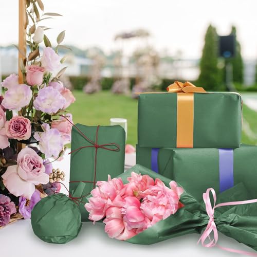 Laidans 120 Sheets 14 x 20 Inch Dark Green Paper for Gift Bag Wrapping - color: Forest Green