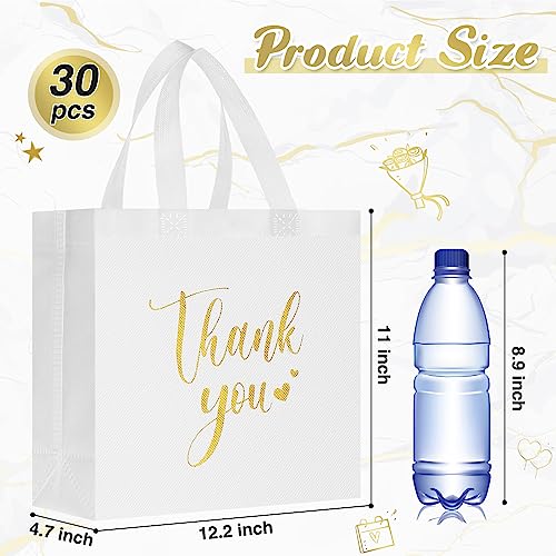 Sweetude 30 Thank You Non Woven Gift Bag, 11 x 12 x 5 Inch, White - color: White, size: 11 X 12 X 5 Inch