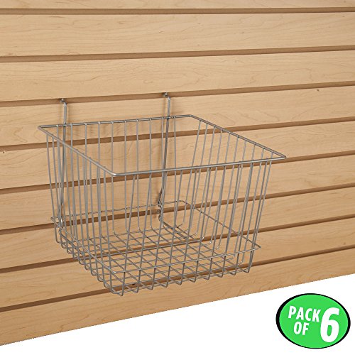 Only Hangers Deep Wire Storage Baskets for Gridwall, Slatwall and Pegboard - Chrome Finish - Dimensions: 12" x 12" x 8" Deep - Economically Sold in a Set of 6 Baskets