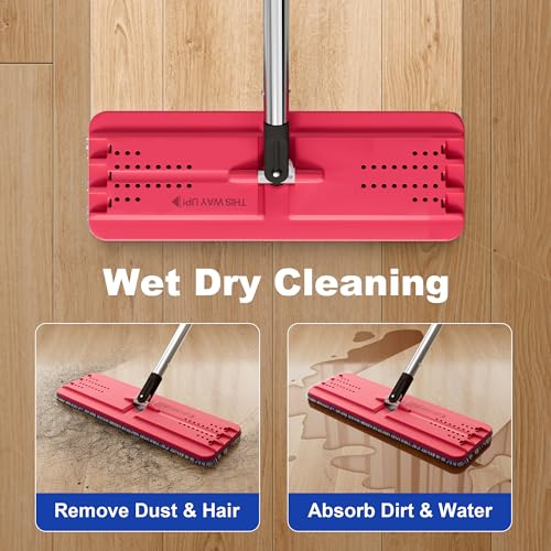 JOYMOOP Flat Mop System, Microfiber Mop and Bucket Set, Black, Household & Commercial Floor Cleaning System for Hardwood, Tile & Glass, Wet Dry Use, 60" Handle, 3 Pads - color: G