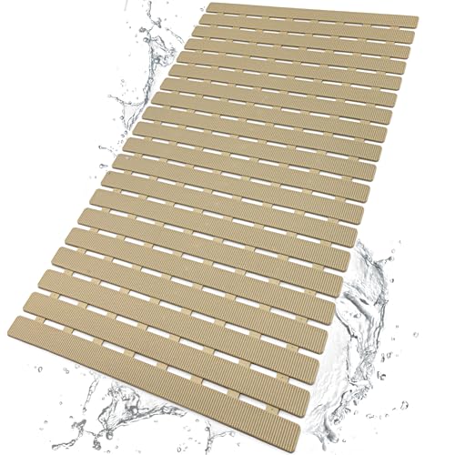 BEMISO Shower Mat Non Slip Bathtub Mat 27.5 x 15.7 Inch Bath Mat for Tub - color: Brown, size: 27.5 x 15.7 inches