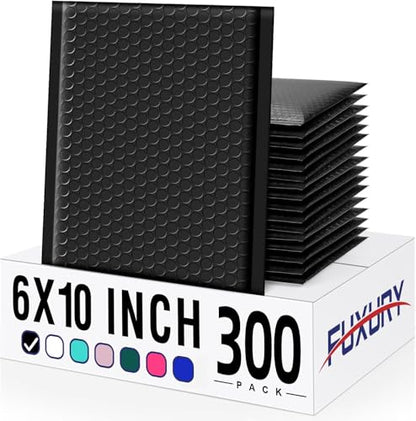 Fuxury 300 Pack Black Bubble Mailers 6x10, Small Bubble Shipping Envelopes - color: Black, size: 6x10" 300PC