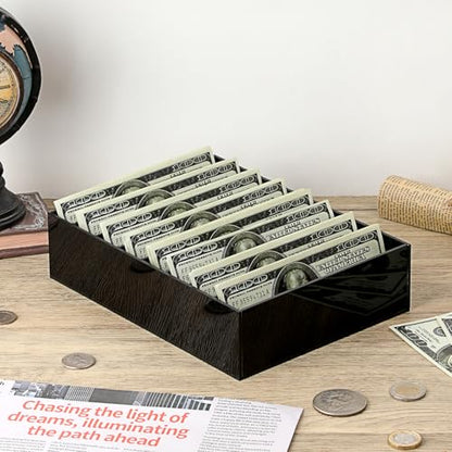Hipiwe Cash Storage Tray Money Organizer with Removable Dividers, 8 Slots