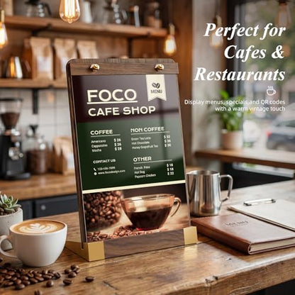 PPH-Sisy 2 Pack Acrylic Sign Holders 8.5 x 11 with Wood Base, Tabletop Display Sign Stand for Menu Flyer Poster, Clear Acrylic Paper Frame for Restaurant Coffee Shop Hotel Office Exhibition - size: 8.5*11-2 Pack