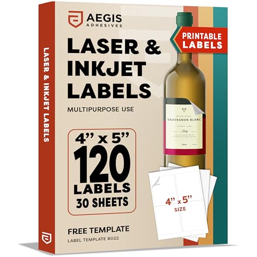 4x5 Labels Printable, Clear Stickers Paper, Laser Inkjet Printer Label