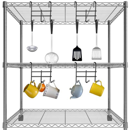 Teenyyou 6 Pack 3 Hook Attachment for Wire Shelving, Black - color: Black