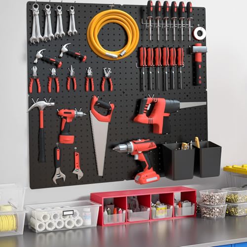 FZK Plastic Pegboard Wall Organizer Kit, 12x12, 4 Pack, Black - color: 12inch-Black