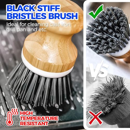 Holikme 6 Pack Dish Brush with Bottle Brush Scrub Brush Straw,Gray