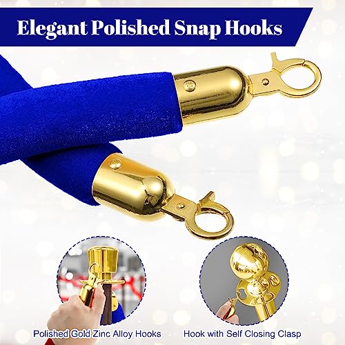Fumete 6 Pcs Velvet Rope 4 Feet with Gold Hook Crowd Control, Navy Blue - color: Navy Blue