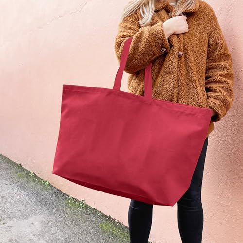 Large Canvas Tote Bag Reusable Extra Big Grocery Bags - color: Red