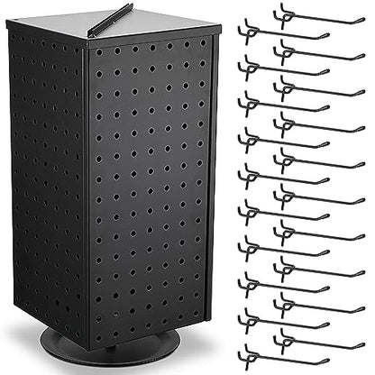 Wesiti Rotating Pegboard Display Stand Counter with 20 Hooks, 17", Black - size: 17"