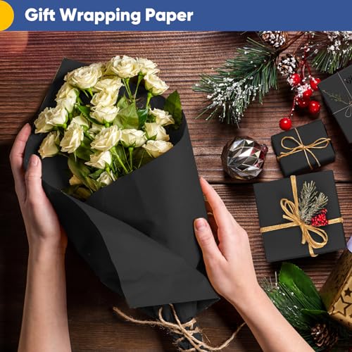 Vanhench Black Wrapping Paper Roll 17.5"x963" (80 1/4FT) - color: Black, size: 17.5" X 80.25'