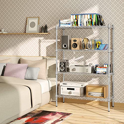 Auslar 4-Tier Heavy Duty Wire Shelving, Adjustable Storage Rack, Chrome - size: 4 Tier