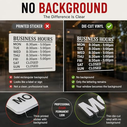 Custom Business Hours Signs - Window Decals for Store Hours, Office & Retail