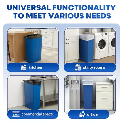 PLASTIC PRINCE 23 Gallon Slim Trash Can Kitchen, Commercial Tall Trash Bin Narrow, Rectangular Slim Jim Skinny Garbage Can for Home Garage Office Restaurant, Blue - style: Blue Can