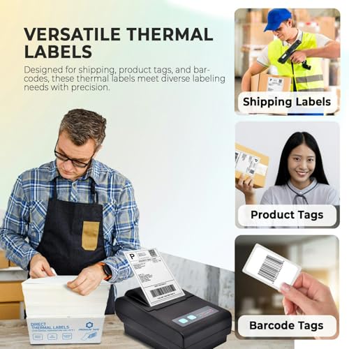 Rockin Rolls 4x6 Direct Thermal Fanfold Labels, 2000 Count, 4 Packs of 500