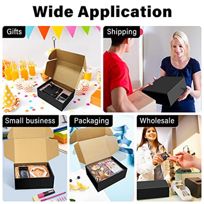 BoShahai 30 Pack 9x6x4 inch Black Shipping Boxes, Corrugated Cardboard - size: Black 9*6*4 Inch