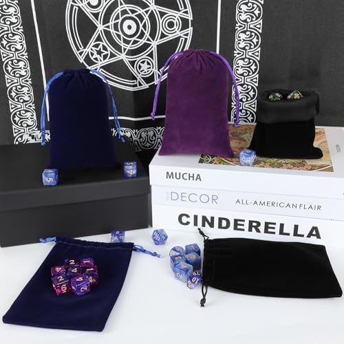 Tapleap 12Pcs Small Dice Bags, 4x6” Blue Velvet Drawstring Jewelry Pouch - color: Blue, size: 4x6in