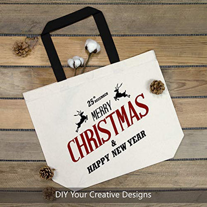 TOPDesign 2-Pack Canvas Tote Bags with Magnetic Snap, Reusable Grocery Shopping Bags, DIY Your Creative Designs - color: Natural / Black