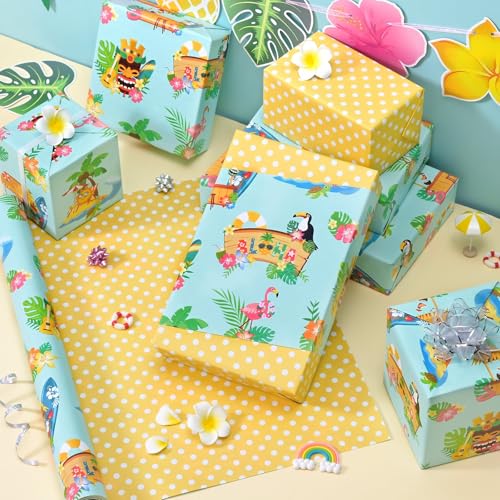 WERNNSAI Hawaiian Aloha Wrapping Paper - 33 ft Hawaii Birthday Gift Wrap - color: Aloha