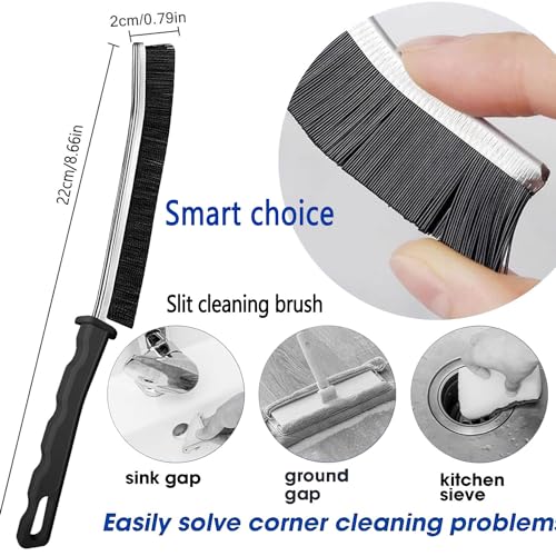 Commercial-Grade Crevice Cleaning Brush Set, Ultra-Stiff Heavy-Duty Gap Scrubber Tools for Bathroom Grout, Window Tracks & Auto Detailing, Zero Cross-Contamination - size: 5Pack