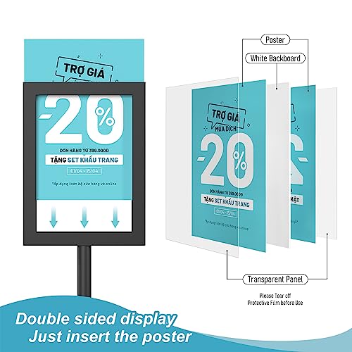 Relx Adjustable Outdoor Sign Holder Stand for Display - Floor Sign Stand with Base for Business Retail Events 8.5x11 inches