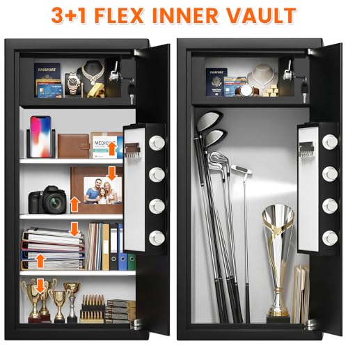 8.2 Cub Fireproof Safe with Inner Lock Box for Home Use, Closet-Friendly - size: 8.2 Cub