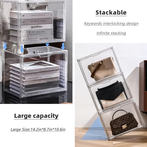 LXLXXL Acrylic Display Case, 4-Pack XL Stackable Bins with Magnetic Lid - size: X-Large-4pcs