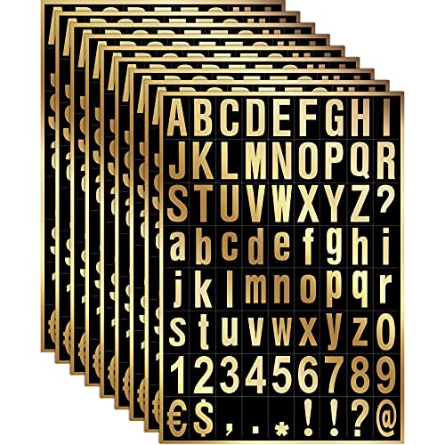 Zonon 8 Sheets Mailbox Numbers Letters Stickers,1 Inch,Gold in Black - color: Gold in Black, size: 1 Inch