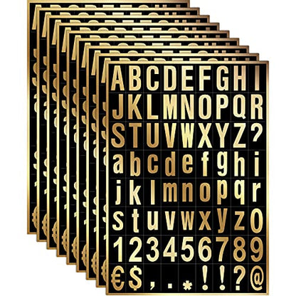 Zonon 8 Sheets Mailbox Numbers Letters Stickers,1 Inch,Gold in Black - color: Gold in Black, size: 1 Inch