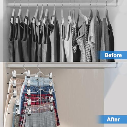 Pants Skirt Hangers with Clips 2 Pack 5 Tier